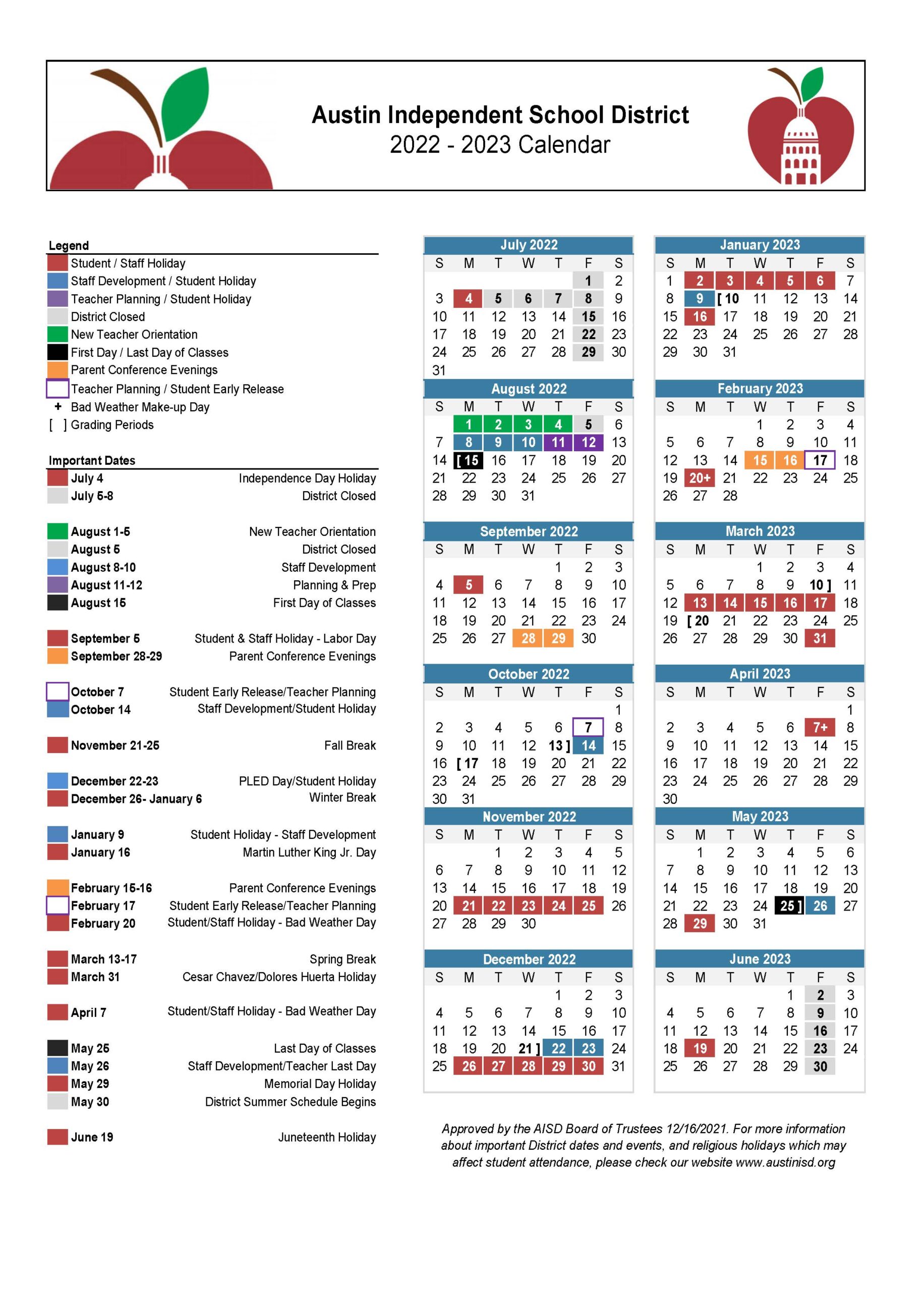 Austin School Calendar 2023 Get Calendar 2023 Update